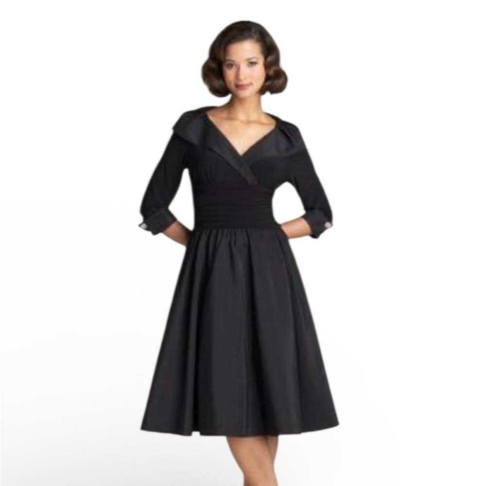 Eliza J Classic Black Fit-and-Flare Dress with V-Neck Sz. 10